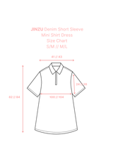 JINZU Denim Short Sleeve Mini Shirt Dress