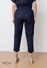 SET PROMO : AKIKO Basic Linen Blouse with AKIKO Basic Linen Pants - Navy
