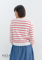UME Basic Stripes Knitted Cardigan - Red