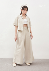 NAGISA Wide Leg Linen Pants - Light Cream