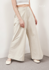 NAGISA Wide Leg Linen Pants - Light Cream