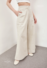 NAGISA Wide Leg Linen Pants - Light Cream