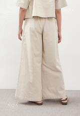 NAGISA Wide Leg Linen Pants - Light Cream