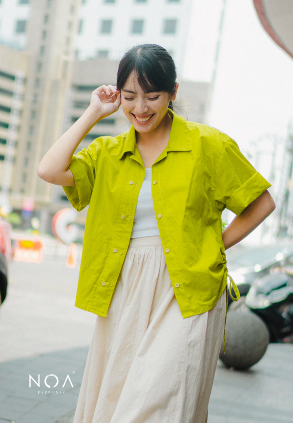 RISAKO Drawstring Shirt - Lime