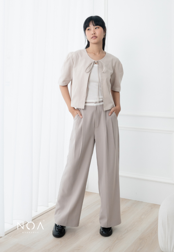 ARISA Highwaist Trousers Pants - Cream