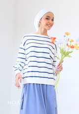 RURI Knitted Stripe Blouse - Denim