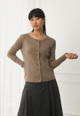 IZUMI Longsleeve Rib Knitted Cardigan - Mocca