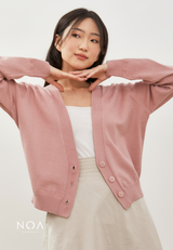 HOTARU Button Knitted Cardigan - Light Pink