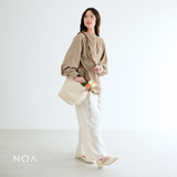 KAME Linen Look Ruffle Long Sleeve Blouse
