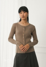 IZUMI Longsleeve Rib Knitted Cardigan - Mocca