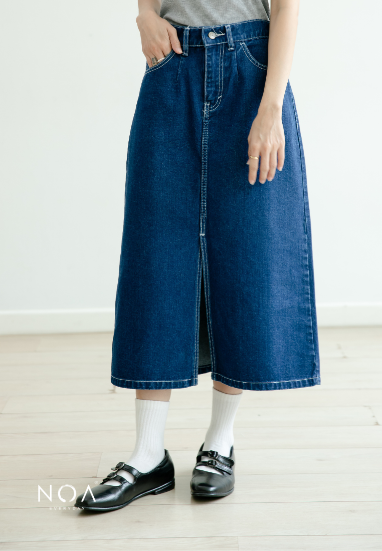 KAITO Denim Slit Midi Skirt