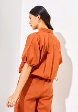 Rinako drawstring shirt - Terracotta