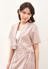 HIKARU Ribbon Short Sleeve Blazer - Dusty Pink