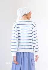 RURI Knitted Stripe Blouse - Denim