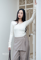 MIORI Rib Henley Long Sleeve Tee