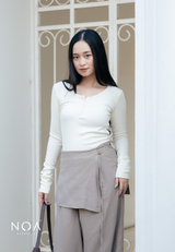 MIORI Rib Henley Long Sleeve Tee
