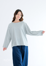 KIKU Striped Boxy Long Sleeve T-Shirt