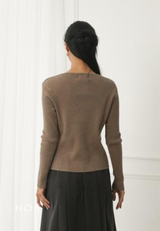 IZUMI Longsleeve Rib Knitted Cardigan - Mocca