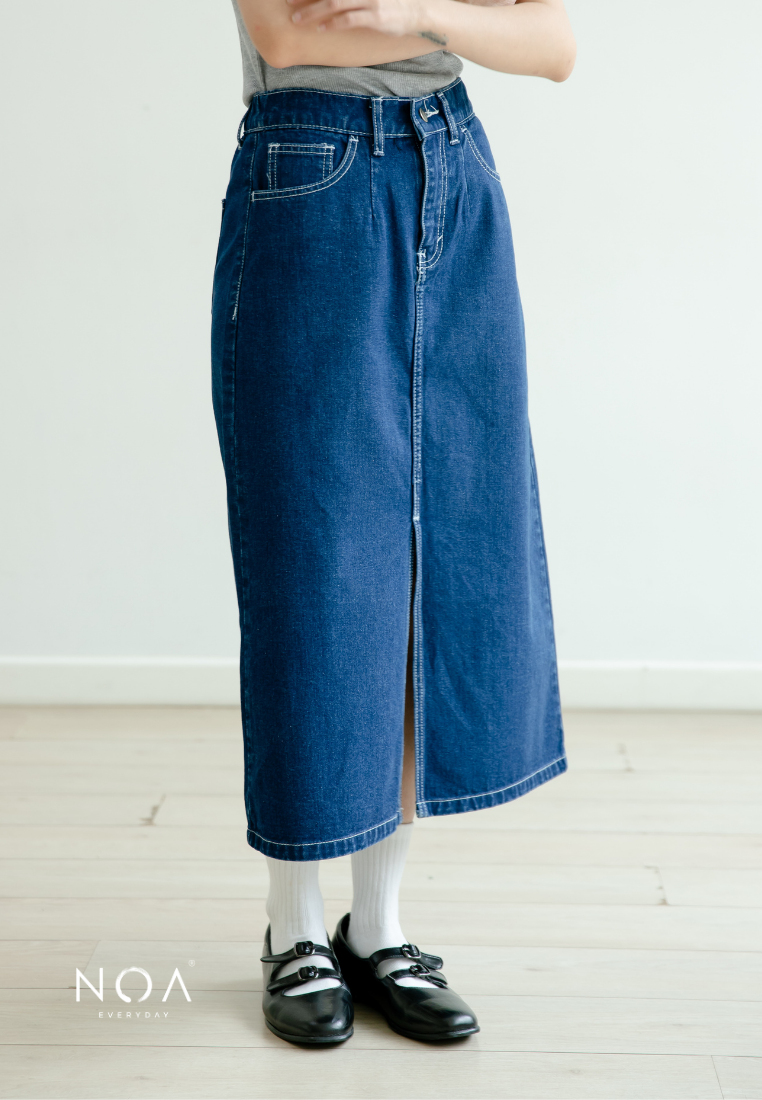 KAITO Denim Slit Midi Skirt