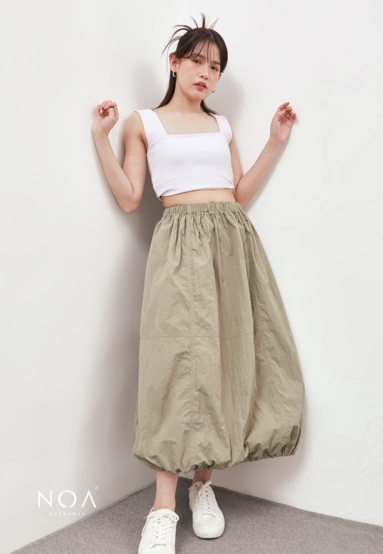 KAZUE Balloon Nylon Skirt - Green Sage