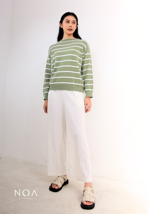 RURI Knitted Stripe Blouse - Green