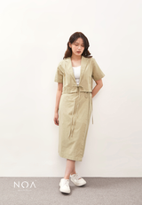 HIKARU Ribbon Short Sleeve Blazer - Light Green