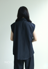 RYOKO Pocket Sleeveless Shirt - Black