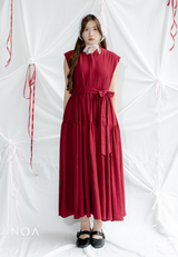 YONA Crinkle Tiered Maxi Dress with Belt