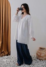 HAKUMI Cotton Embroidery Baby Doll Tunic + Inner Furing