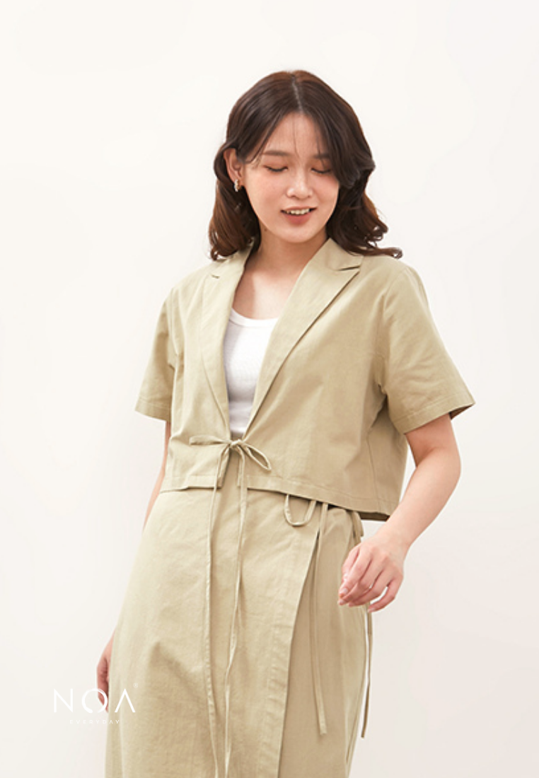 HIKARU Ribbon Short Sleeve Blazer - Light Green