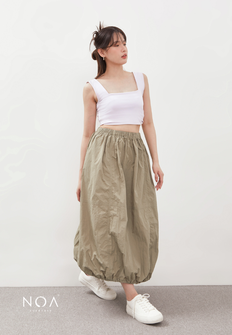 KAZUE Balloon Nylon Skirt - Green Sage