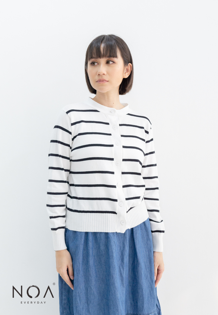 UME Basic Stripes Knitted Cardigan - Black
