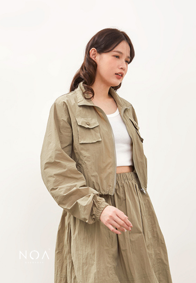 NOA STUDIO - KAZUE Cropped Nylon Jacket - Green Sage