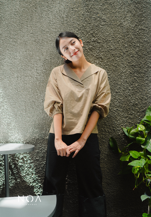 AYANO Sleeve Puff Shirt - Brown