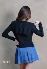 KAINA Knitted Collar Long Sleeve Blouse