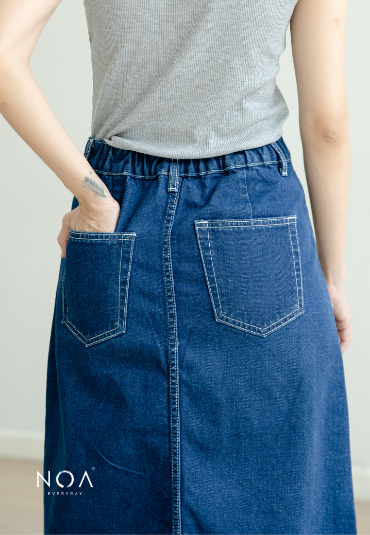 KAITO Denim Slit Midi Skirt