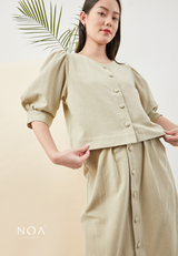 WATTAN Buttoned Puff Blouse - Olive
