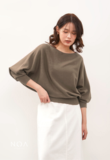 HAZUKI Batwing Knitted Blouse - Mocca