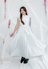 YONA Crinkle Tiered Maxi Dress with Belt