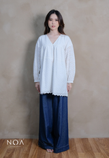 HAKUMI Cotton Embroidery Baby Doll Tunic + Inner Furing