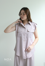 RYOKO Pocket Sleeveless Shirt - Cream