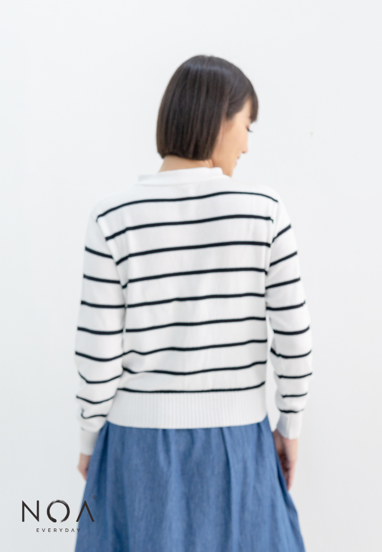 UME Basic Stripes Knitted Cardigan - Black