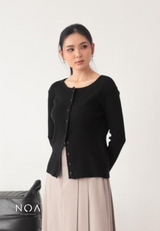 IZUMI Longsleeve Rib Knitted Cardigan - Black