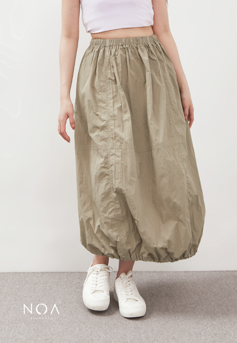 KAZUE Balloon Nylon Skirt - Green Sage