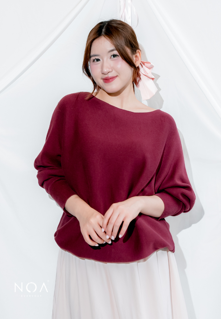 HATORI Knitted Batwing Long Sleeve Blouse