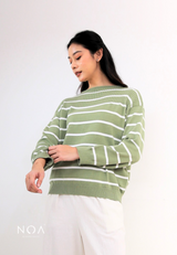 RURI Knitted Stripe Blouse - Green