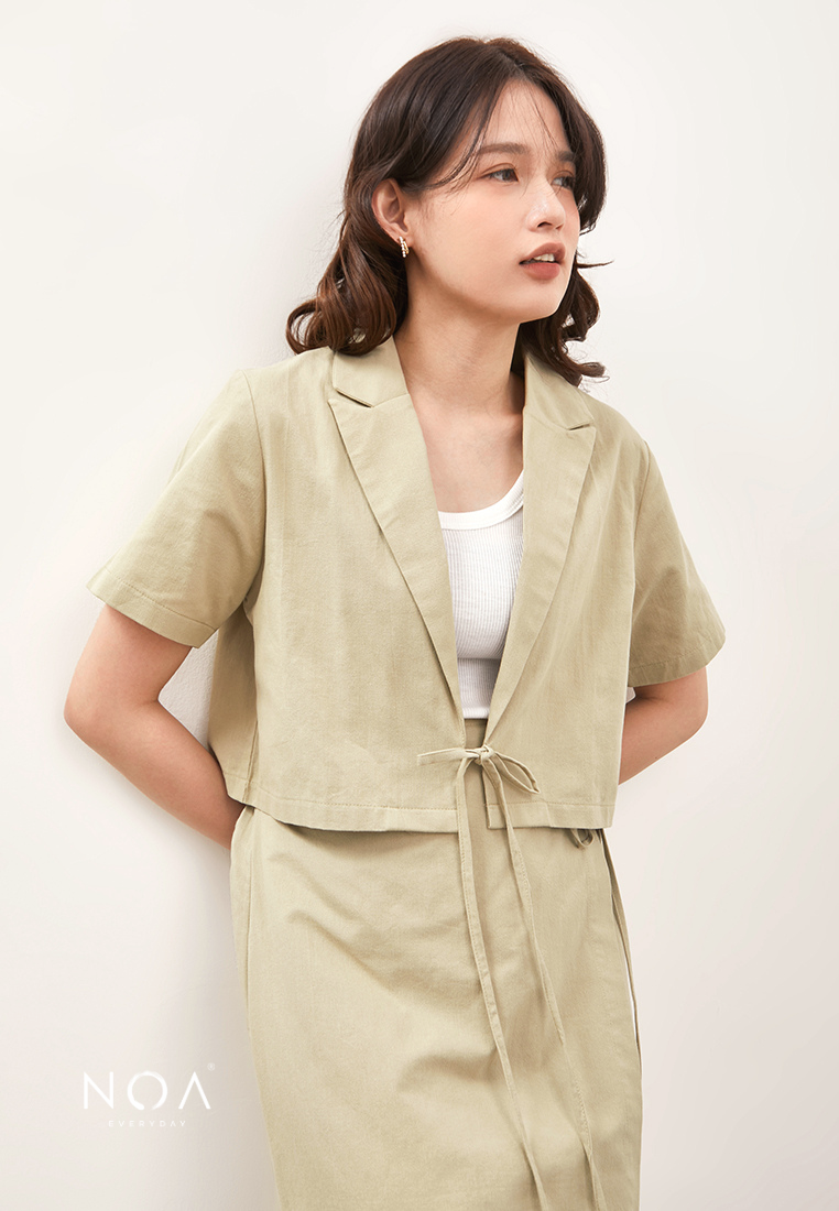 HIKARU Ribbon Short Sleeve Blazer - Light Green