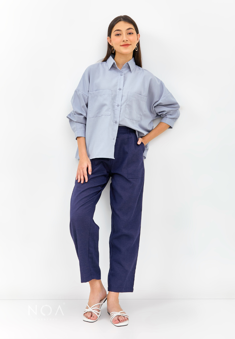 ROKU Sleeve Length Boxy Shirt - Blue