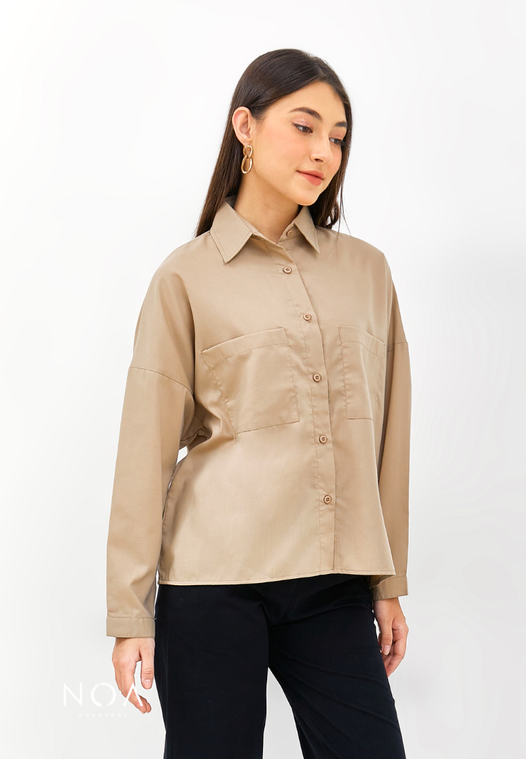 ROKU Sleeve Length Boxy Shirt - Cream