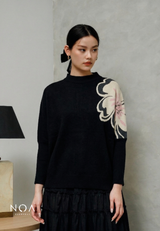 HANI Sakura Knitted Batwing Long Sleeeve Blouse